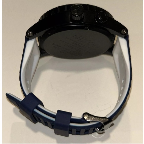 Watch Band 25mm Navy Blue w White Rubber Replacement 4 Nixon 51-30 Strap Garmin - Picture 4 of 12